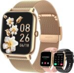 Smartwatch Damen Fitnessuhr Armbanduhr mit Telefonfunktion: Wasserdicht Fitness tracker Herren Bluetooth Anruf Smart Watch mit Herzfrequenz Schlafmonitor Schrittzähler Sportuhr Uhren für Android iOS